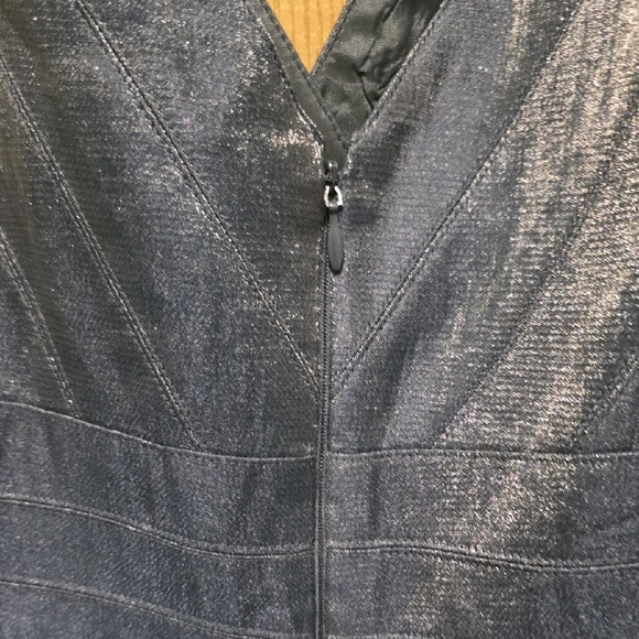 Adrianna Papell Metallic Blue Tiered Mini Dress - Picture 3 of 6